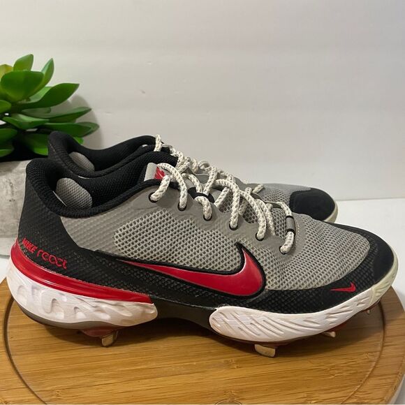 Nike React Alpha Huarache Elite 3 Lo Baseball Cleats 9 Men's Grey Red Sneaker - Picture 2 of 10